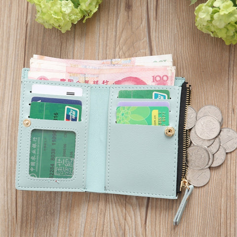 Embroidery Short Wallet PU Leather Wallets Female Floral Hasp Coin Purse Zipper Bag Card Holders