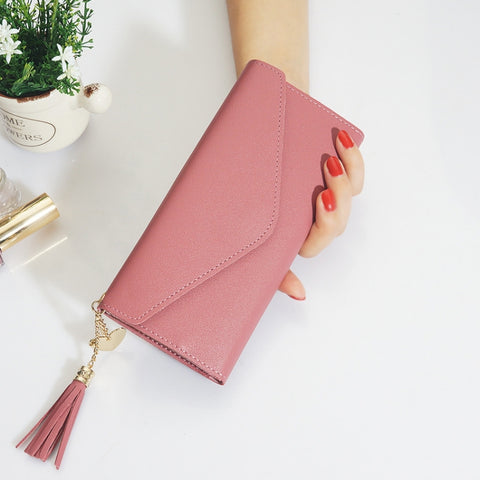 Simple Zipper Purses Long Section Clutch Wallet Soft PU Leather Money Bag