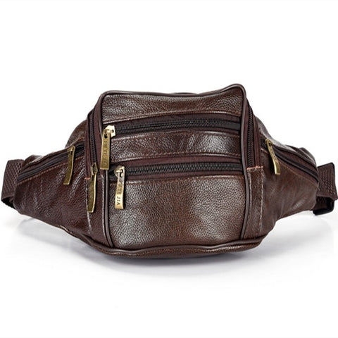Fashion Men Genuine Leather Waist Bags Travel Necessity Organizer Mobile Phone Bag