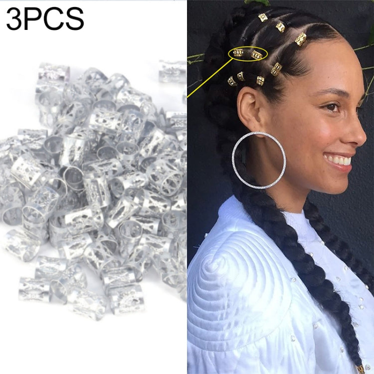 3 PCS Dreadlocks Aluminum Rice Beads Hair Accessories, Silver, Gold, Mixed