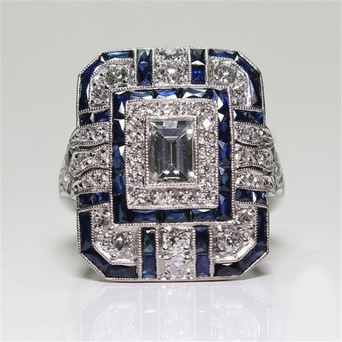 Luxury Square Women Crystal Zircon Engagement Ring, 10, 6, 7, 8, 9