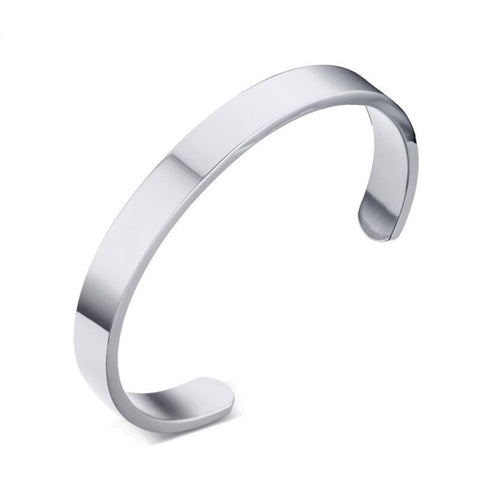 8mm Width Women Men Stainless Steel Surface Bracelet Bangle, Rose Gold, Silver, Black, Gold