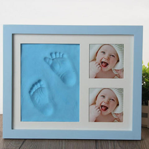 Baby Hand Foot Print Mold Maker Solid Wooden Photo Frame With Cover Fingerprint Mud Set