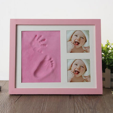 Baby Hand Foot Print Mold Maker Solid Wooden Photo Frame With Cover Fingerprint Mud Set