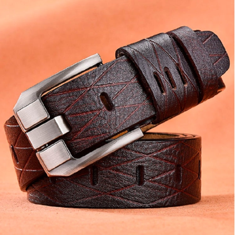 Men Vintage Crocodile Textured Leather Belt, 105CM, 110CM, 115CM, 120CM, 125CM
