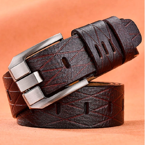 Men Vintage Crocodile Textured Leather Belt, 105CM, 110CM, 115CM, 120CM, 125CM