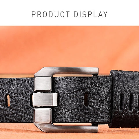 Men Vintage Crocodile Textured Leather Belt, 105CM, 110CM, 115CM, 120CM, 125CM