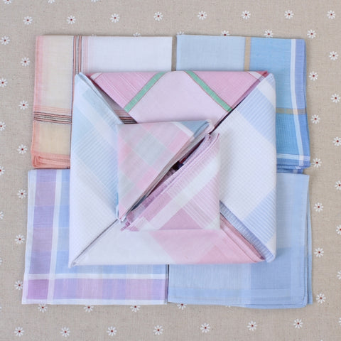 Multicolor Plaid Stripe Men Pocket Squares Business Chest Towel Handkerchiefs  100% Cotton