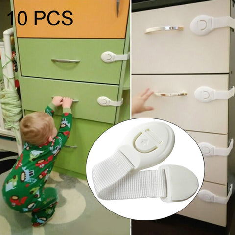 10 PCS/Lot Child Lock Protection Of Children Locking Doors For Children Safety Kids Plastic Lock, 10 PCS  White