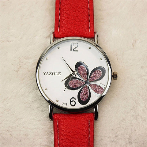 YAZOLE Ladies OL Style Four-leaf Clover Pattern Quartz Watch