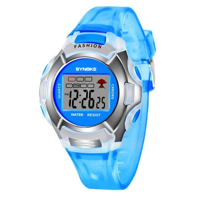 SYNOKE 99329 Waterproof Luminous Sports Electronic Watch for Children, Black, Blue, Green, Pink, Purple, Red