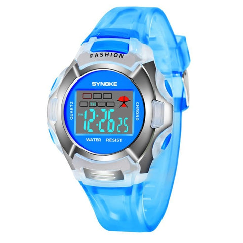SYNOKE 99329 Waterproof Luminous Sports Electronic Watch for Children, Black, Blue, Green, Pink, Purple, Red