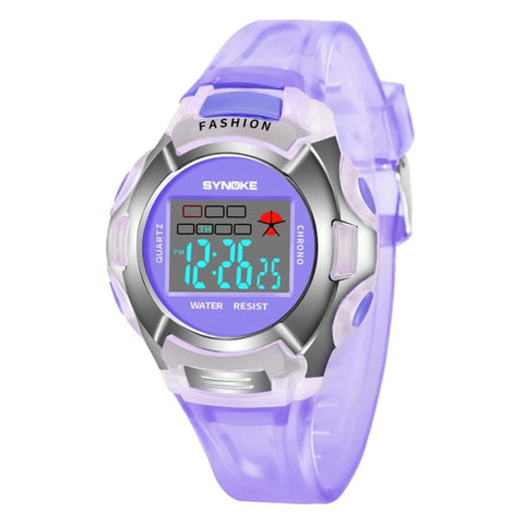 SYNOKE 99329 Waterproof Luminous Sports Electronic Watch for Children, Black, Blue, Green, Pink, Purple, Red