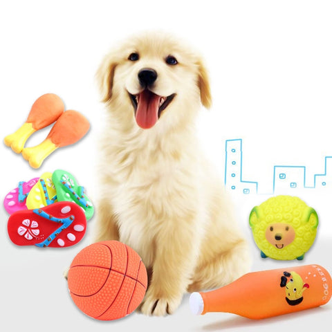 Rubber Squeak Toy for Dog Screaming Chicken Chew Bone Squeaky Ball Dog Toys Tooth Grinding, Random Color Delivery