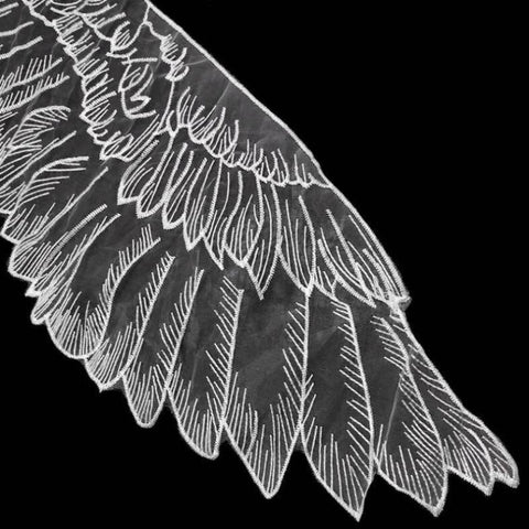 1 Pair Organza Wings Shape Embroidery DIY Clothing Accessories, Red, Black, Gold, White