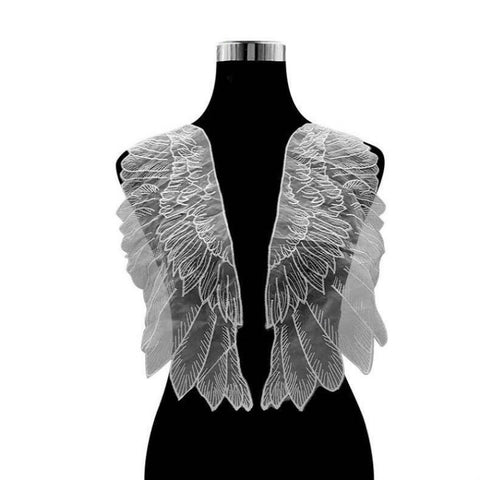 1 Pair Organza Wings Shape Embroidery DIY Clothing Accessories, Red, Black, Gold, White