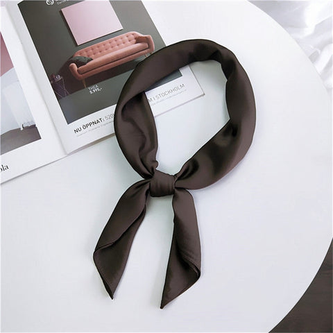 Soft Imitated Silk Fabric Solid Color Small Square Scarf Professional Silk Scarf for Women, Length: 70cm