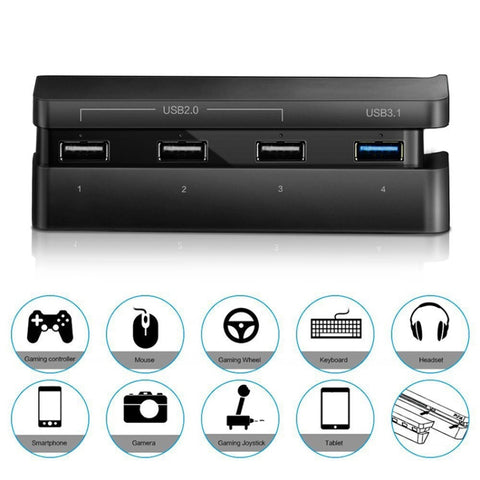 2 PCS PS4 Slim Extend USB Adapter Accessories for Play Station 4 Slim Console USB HUB 3.0 High Speed, for PS4 Slim
