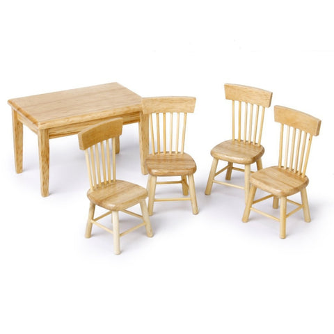 5 PCS / Set 1:12 Mini Dollhouse Furniture Wooden Dining Table Chair Set Pocket Toy