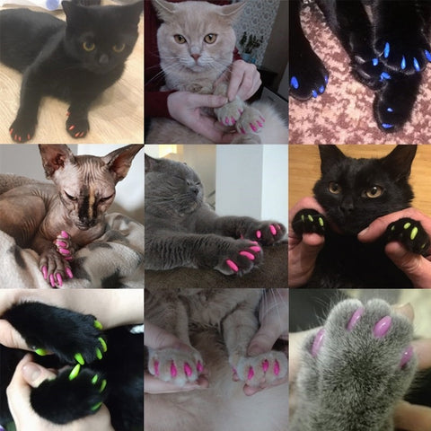20 PCS Silicone Soft Cat Nail Caps / Cat Paw Claw / Pet Nail Protector/Cat Nail Cover, XS, S, M, L