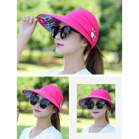 Women Summer Casual  Going Out Ultraviolet-proof Korean Style Folded Sun Block Hat Breathable And Light, Rose Red, Blue, Beige, Red, Black, Pink, Khaki