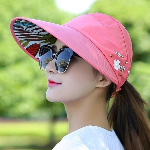 Women Summer Casual  Going Out Ultraviolet-proof Korean Style Folded Sun Block Hat Breathable And Light, Rose Red, Blue, Beige, Red, Black, Pink, Khaki