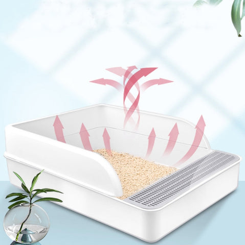 Cat Litter Box Semi-closed Square Feces Basin Pet Toilet, Small, Large, Large  Pink, Large  Gray