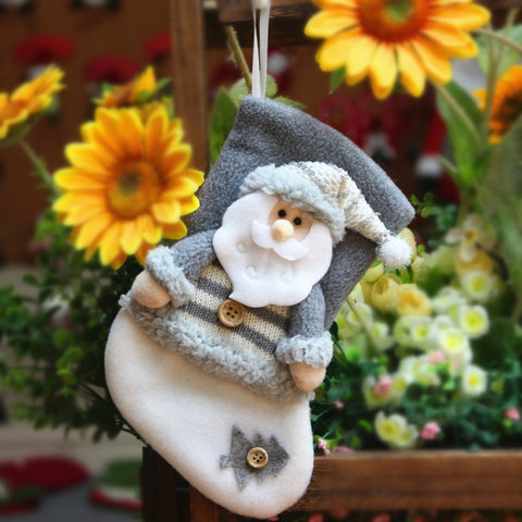 Christmas Decorations Thick Flannel Christmas Socks Gift Bag, Elderly, Snowman, Elk