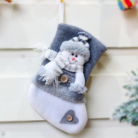 Christmas Decorations Thick Flannel Christmas Socks Gift Bag, Elderly, Snowman, Elk