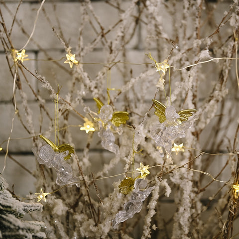 4pcs/bag Christmas Decorations Transparent Angel Pendant Christmas Tree Ornaments, 4pcs/bag