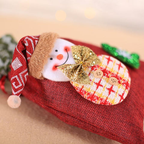 Creative Christmas Gift Bag Children Burlap Beam Apple Bag Candy Cookie Bag, Old Man, Snowman