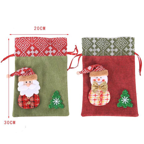 Creative Christmas Gift Bag Children Burlap Beam Apple Bag Candy Cookie Bag, Old Man, Snowman