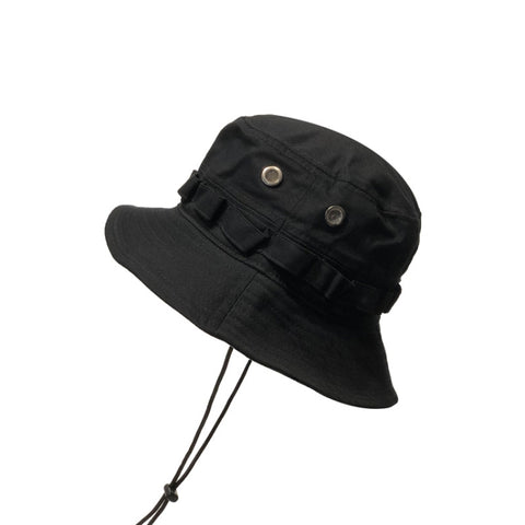 Outdoor Hip-Hop Hat Fisherman Hat Windproof Basin Hat with Drawstring, M, L