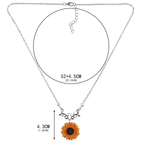 Delicate Sunflower Pendant Necklace Women Creative Imitation Pearls Jewelry Necklace
