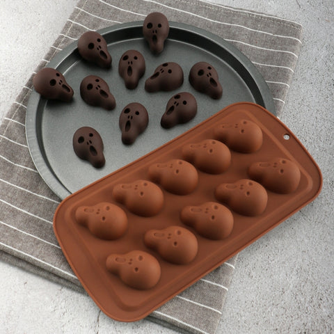 Halloween Cartoon Baking Set Chocolate Mold, Skull Shape, Pumpkin Head Shape, Wizard Hat Shape, Bat Shape