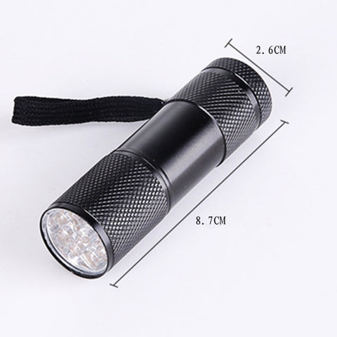 9 LEDs 395NM Mini UV Flashlight Fluorescent Agent Detection Pen Security Light