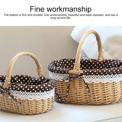 Hand-woven Picnic Basket Sackcloth Rattan Storage Basket, Small, Large