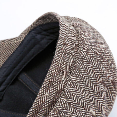 14128 Stripe Snap Design Beret Autumn And Winter Retro Wild Octagonal Hat, 58CM, 60CM