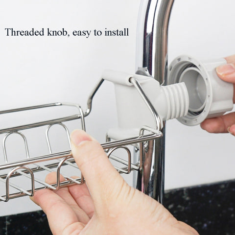 Faucet Rack Stainless Steel Perforated Free Kitchen Sink Storage Rack Rag Sponge Drain Rack, Type A, Type B, Type C