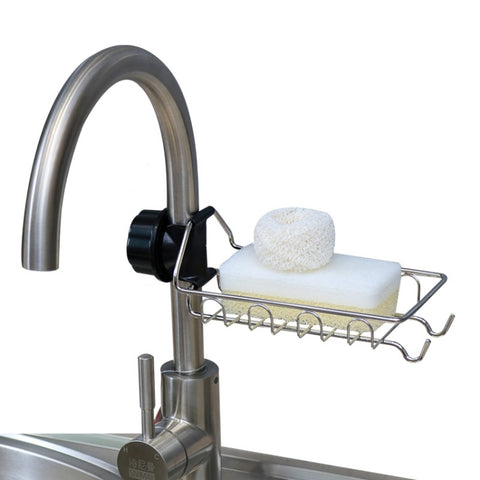Faucet Rack Stainless Steel Perforated Free Kitchen Sink Storage Rack Rag Sponge Drain Rack, Type A, Type B, Type C