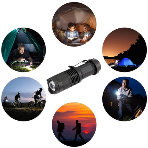 LED Outdoor Rechargeable Telescopic Zoom Mini Glare Flashlight, Single, Set