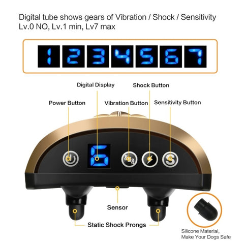 Digital Display Electronic Dog Training Device Pet Training Collar Bark Stop, Crown Pattern