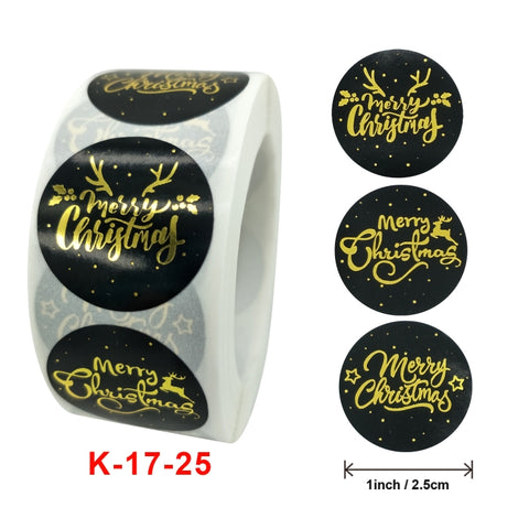 3 PCS Roll Hot Gold Stickers Christmas Stickers Holiday Gift Sealing Stickers, 2.5cm / 1inch