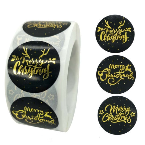 3 PCS Roll Hot Gold Stickers Christmas Stickers Holiday Gift Sealing Stickers, 2.5cm / 1inch