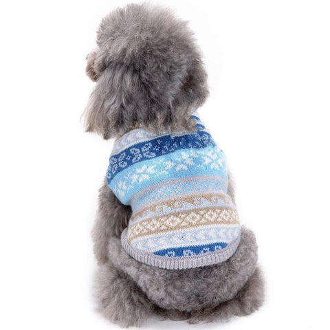 Autumn Winter Pet Clothes Christmas Snowflake Knitted Pattern Sweater, XXS, XS, S, M, L, XL, XXL