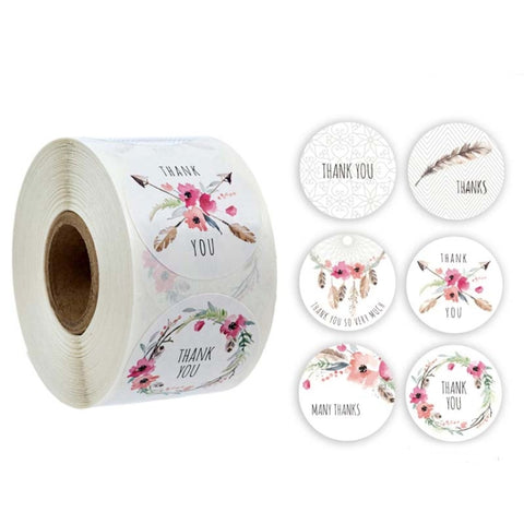 Roll Flower Thank You Sticker Birthday Party Wedding Decoration, A-13, A-14, A-15, A-16