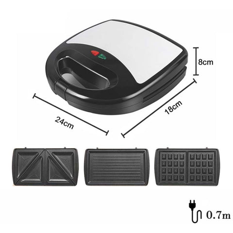 3 in 1 Sandwich Maker Multi-Function Waffle Maker Panini Breakfast Maker, EU Plug, 3 in 1 Sandwich Maker