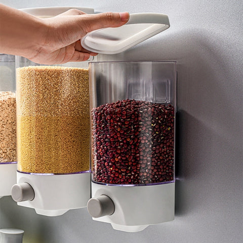Wall-Mounted Miscellaneous Grain Storage Box Kitchen Large-Capacity Push-Type Sealed Tank, Medium, Large