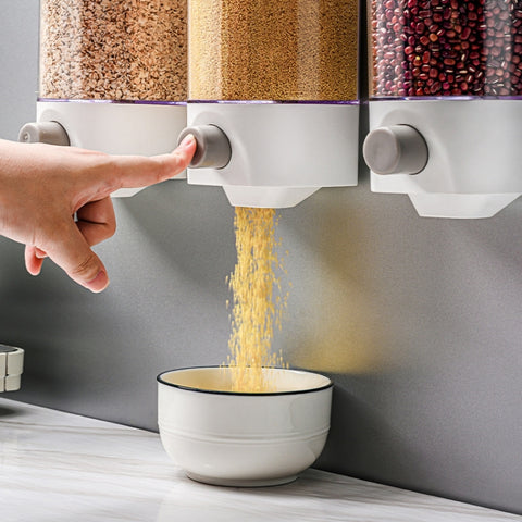 Wall-Mounted Miscellaneous Grain Storage Box Kitchen Large-Capacity Push-Type Sealed Tank, Medium, Large