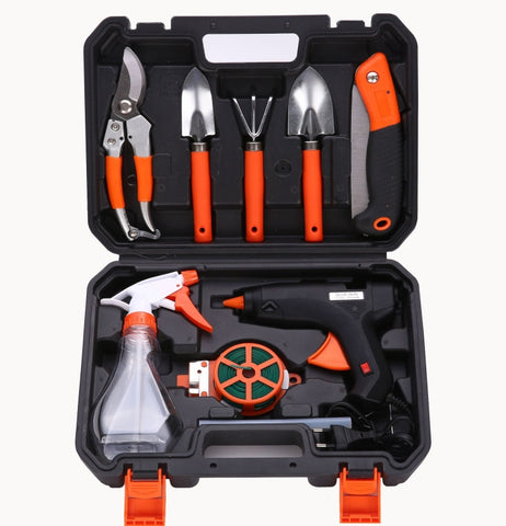 10 In 1 Hardware Tool Box Garden Flower Hand Tool Set, Garden Flower Hand Tool Set